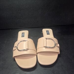 VICI Beige D‎ Ring Slide Sandals, Women's Size 7.5, Slip On Flat Shoes